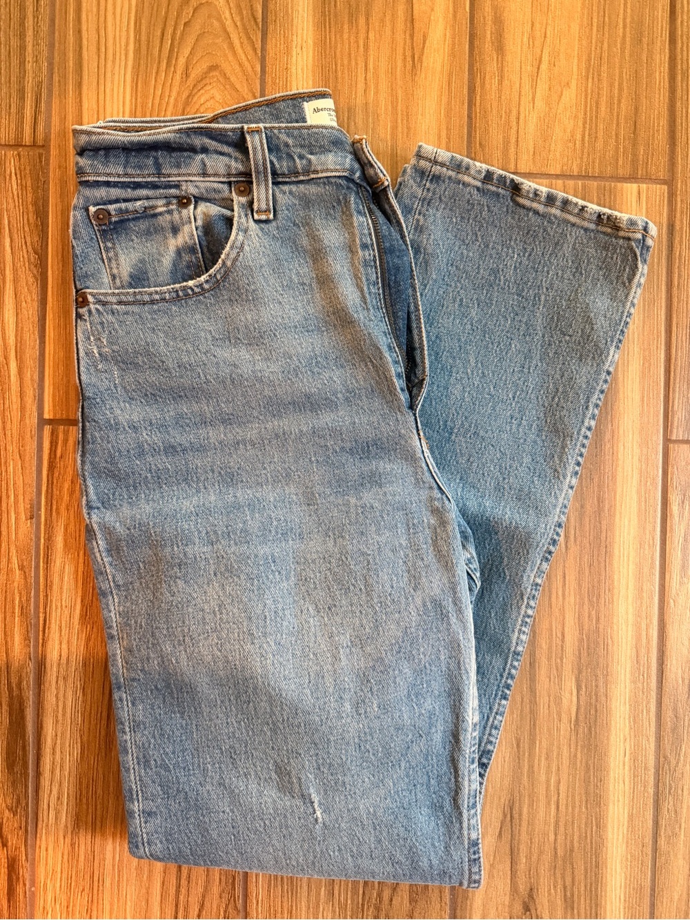 Abercrombie & Fitch Light Blue High-Rise Straight Jeans